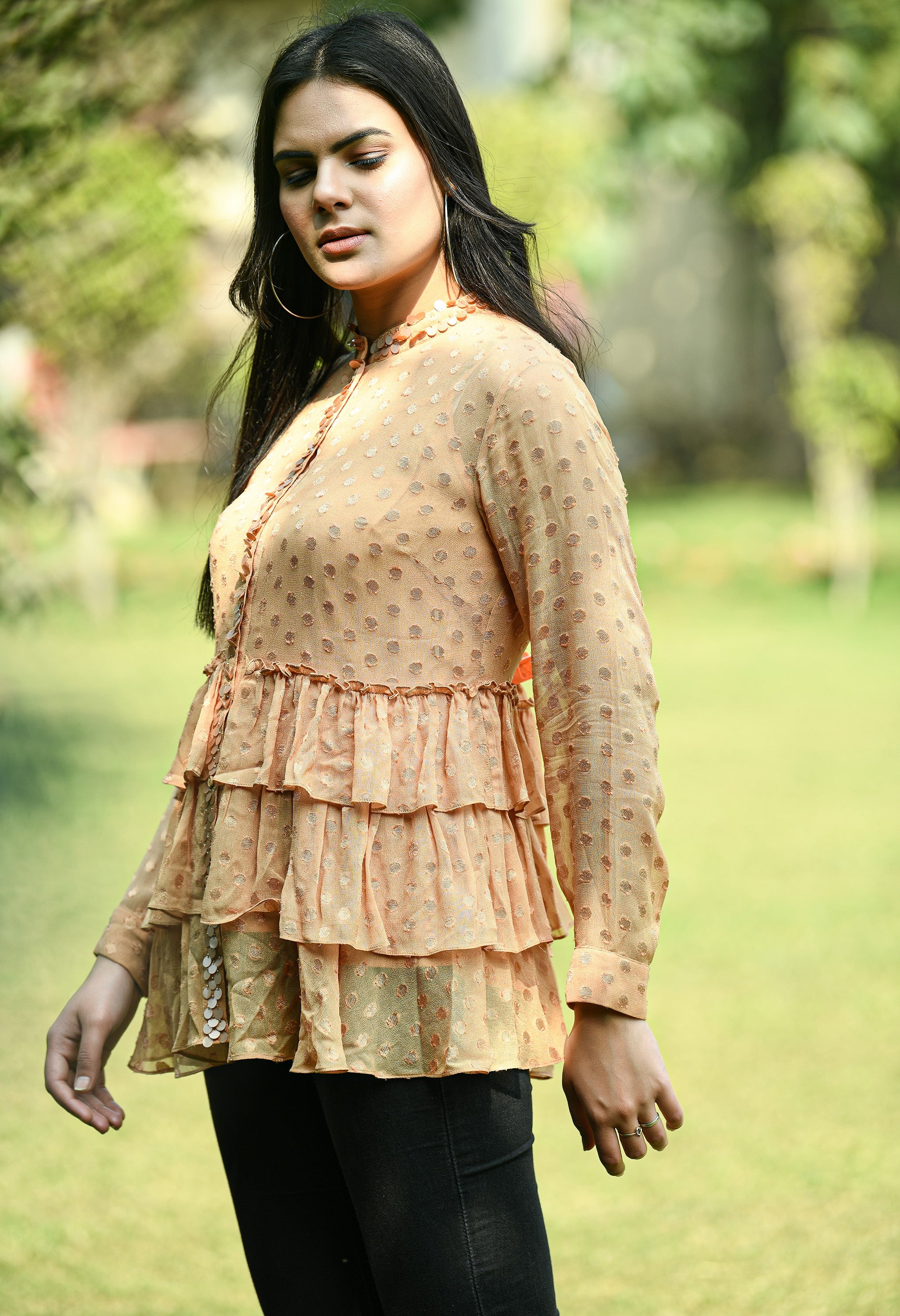 Almond Brown Three Layer Top | Women Brown Tops Online